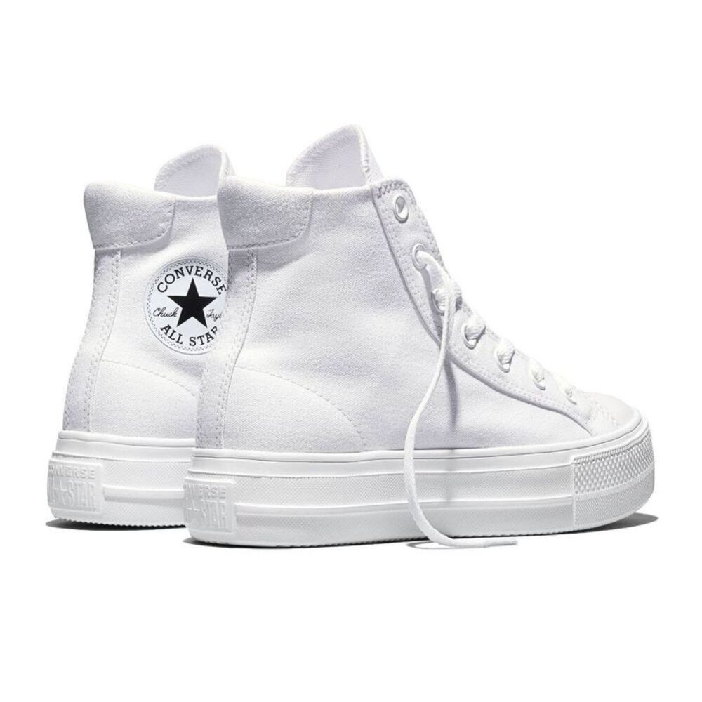 Converse Women's Platform High Top Sneakers - White 10 - Picture 5 of 5